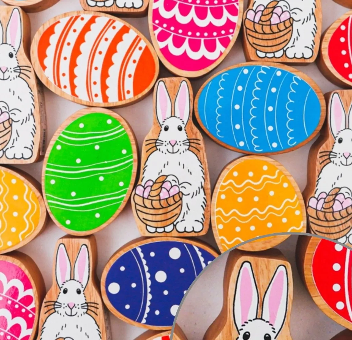 Five Little Easter Bunnies Story Sack with Lanka Kade Wooden Easter Eggs