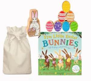 Five Little Easter Bunnies Story Sack with Lanka Kade Wooden Easter Eggs