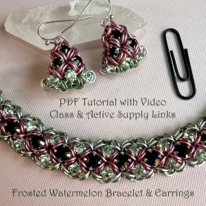 Frosted Watermelon Rhinestone Bracelet & Earrings PDF Tutorial & Video Class -no physical items