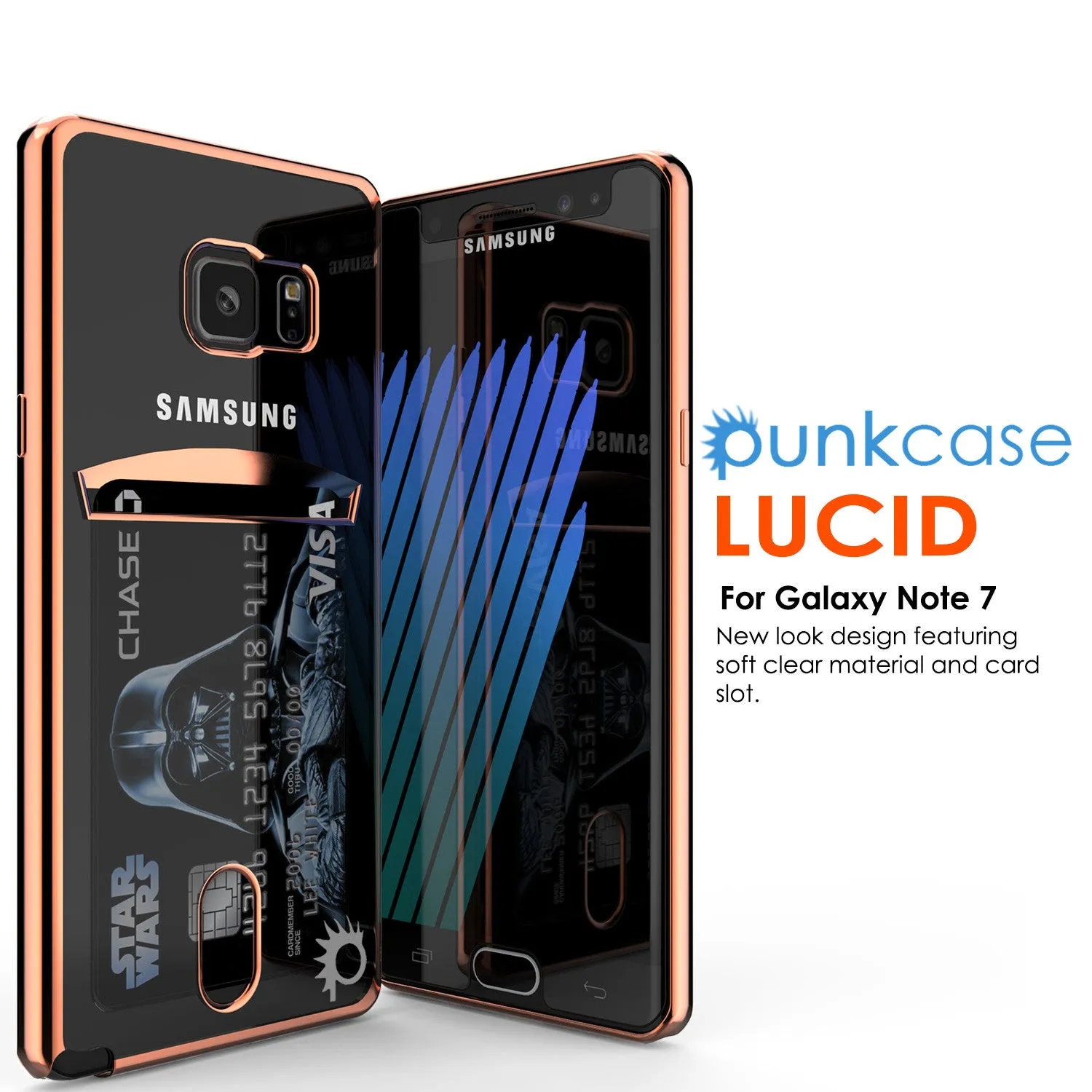 Galaxy Note 7 Case, PUNKCASE® LUCID Rose Gold Series | Card Slot | SHIELD Screen Protector