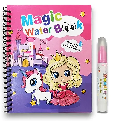 GLUN® Water Magic Book, Magic Doodle Pen, Coloring Doodle Drawing Board Games for Kids, Educational Toy for Growing Kids (Theme 15)
