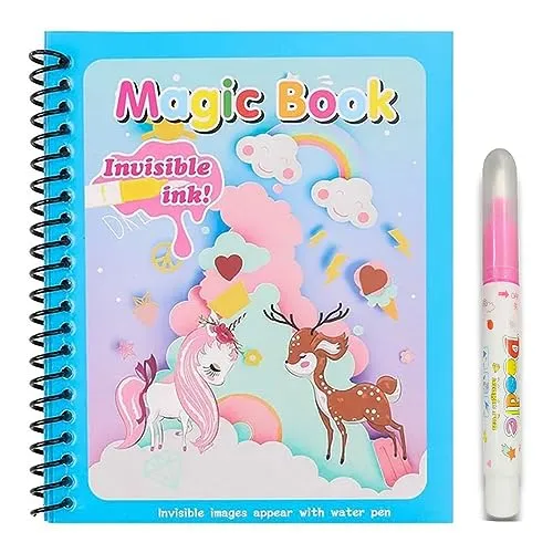 GLUN® Water Magic Book, Magic Doodle Pen, Coloring Doodle Drawing Board Games for Kids, Educational Toy for Growing Kids (Theme 15)