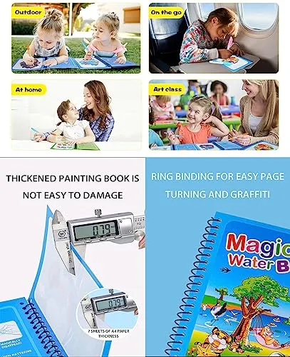 GLUN® Water Magic Book, Magic Doodle Pen, Coloring Doodle Drawing Board Games for Kids, Educational Toy for Growing Kids (Theme 15)