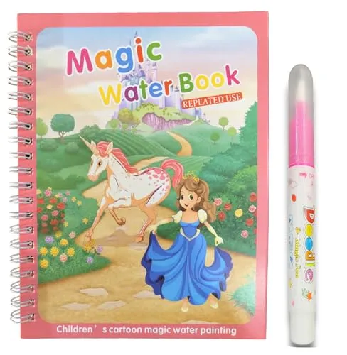 GLUN® Water Magic Book, Magic Doodle Pen, Coloring Doodle Drawing Board Games for Kids, Educational Toy for Growing Kids (Theme 15)