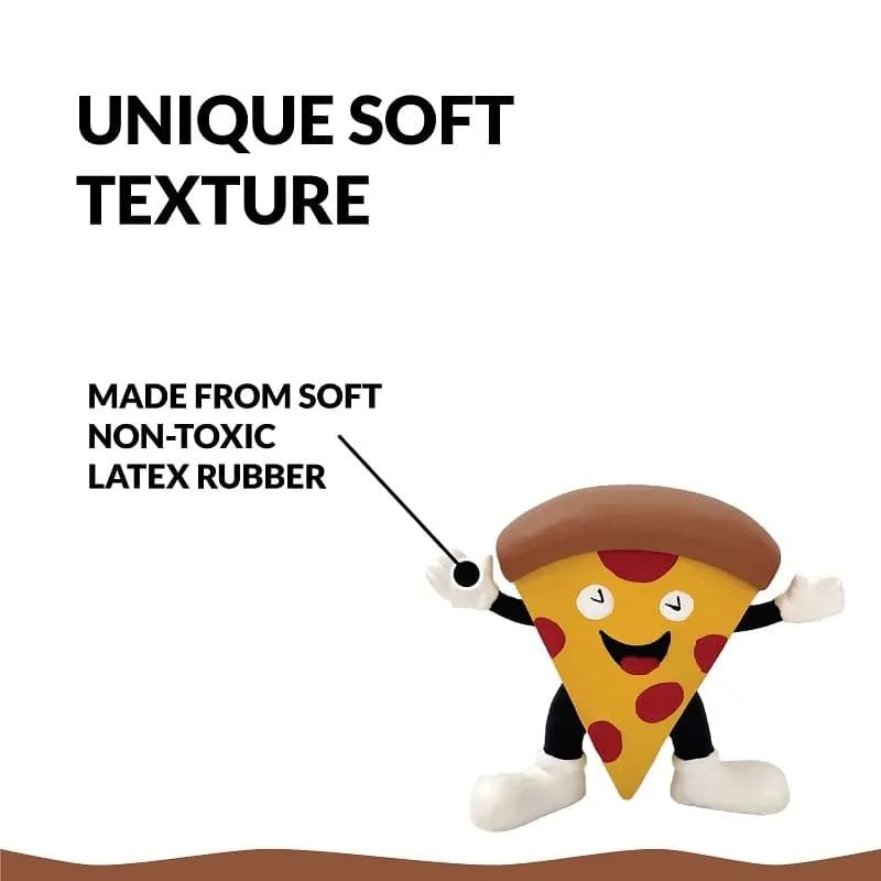 Goofy Tails Pizza Latex Squeaky Dog Puppy Toy for Small & Medium Breeds