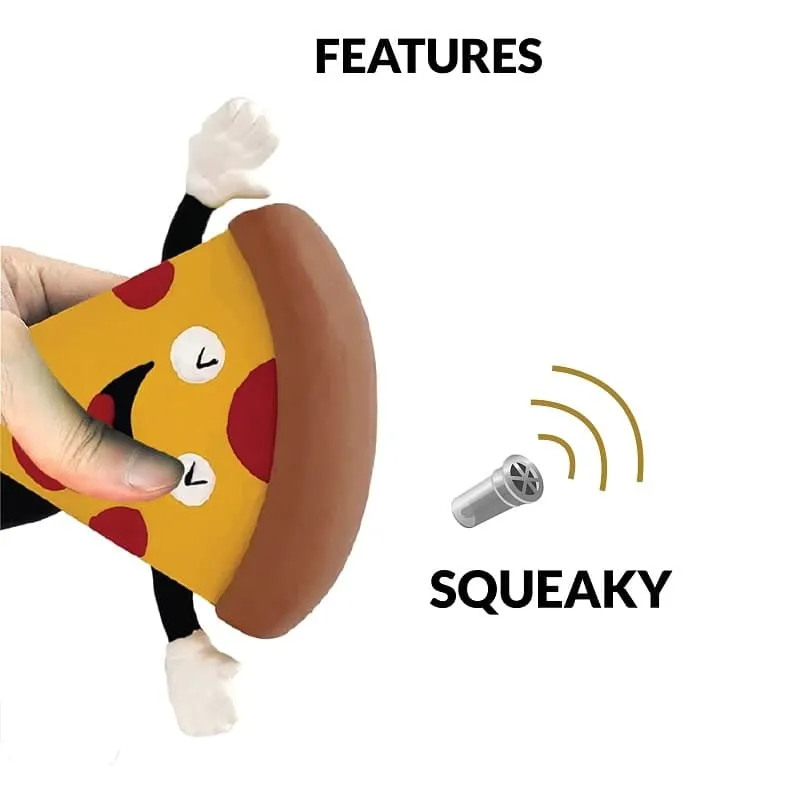 Goofy Tails Pizza Latex Squeaky Dog Puppy Toy for Small & Medium Breeds