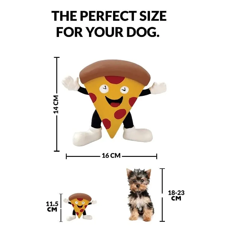 Goofy Tails Pizza Latex Squeaky Dog Puppy Toy for Small & Medium Breeds