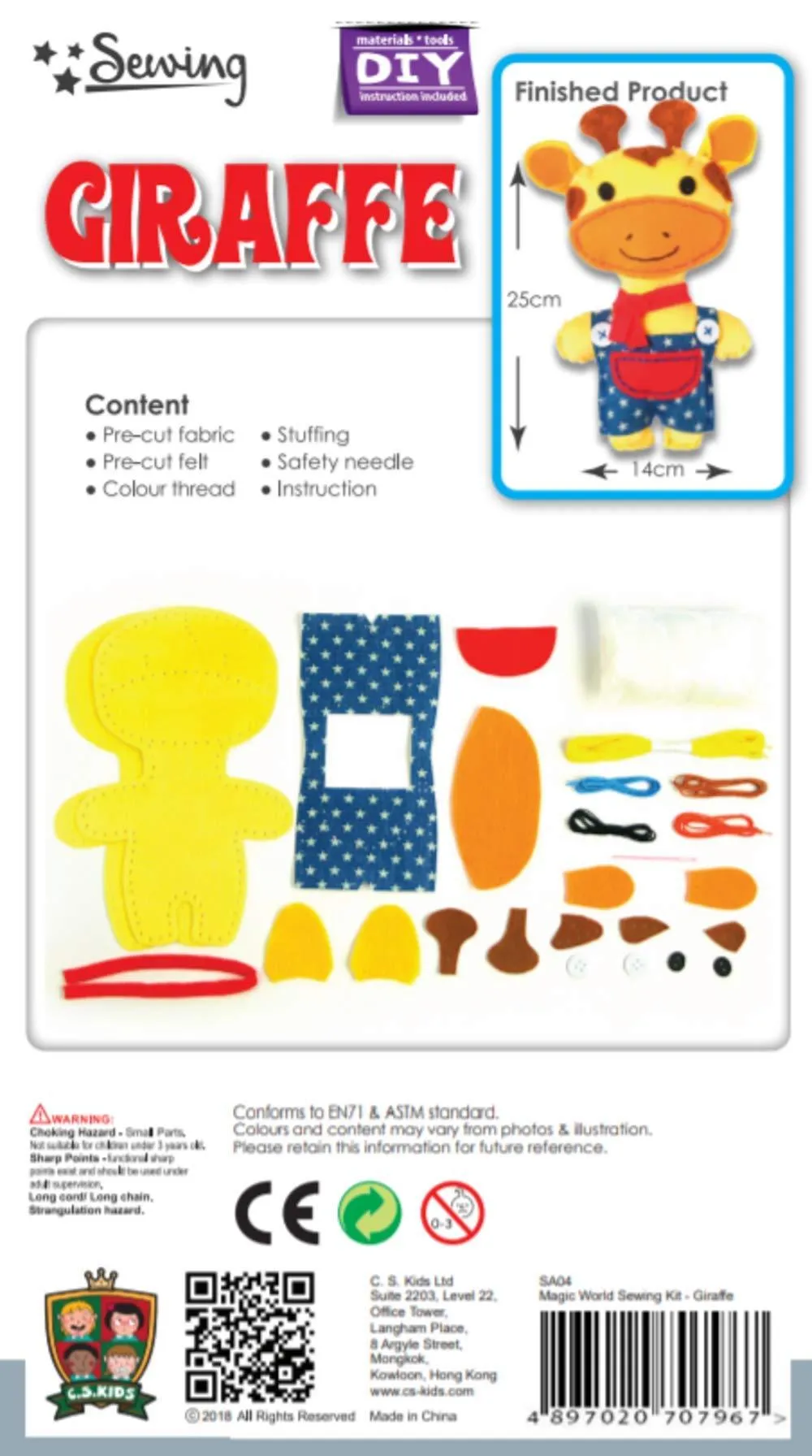 Kids DIY Giraffe Doll, First Sewing Arts & Crafts Gifts