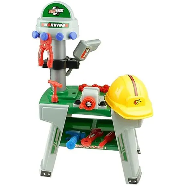 Multi-Color Pretend Construction Tool Set with Stool