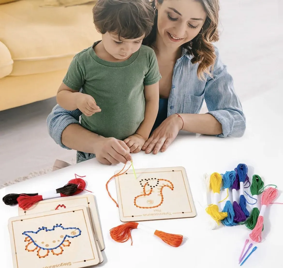 TOYARTSY Wool Pantting Kids Toys Montessory Materials Threading Drawing Board Game Educational Toys for Children DIY Craft Toy