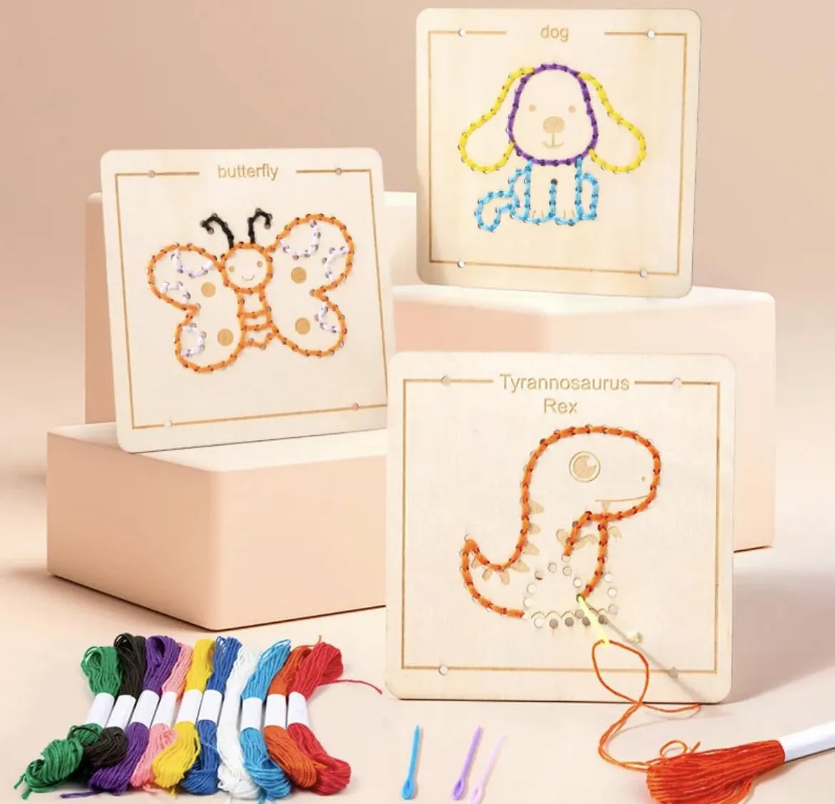 TOYARTSY Wool Pantting Kids Toys Montessory Materials Threading Drawing Board Game Educational Toys for Children DIY Craft Toy