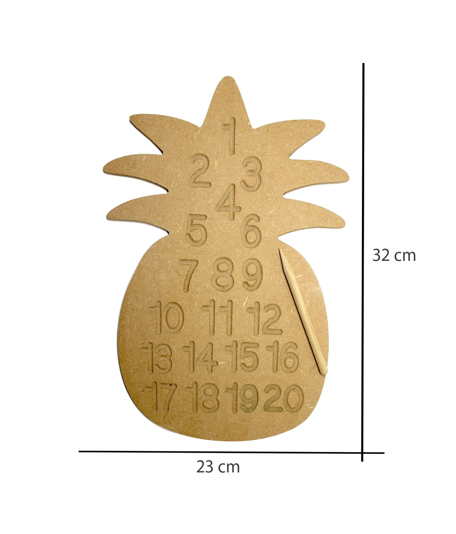 Whittlewud Pineapple Shape Numbers Tracing Board, Montessori Toy 1 to 20 Numbers Reading, Writing & Counting Toys for Kids