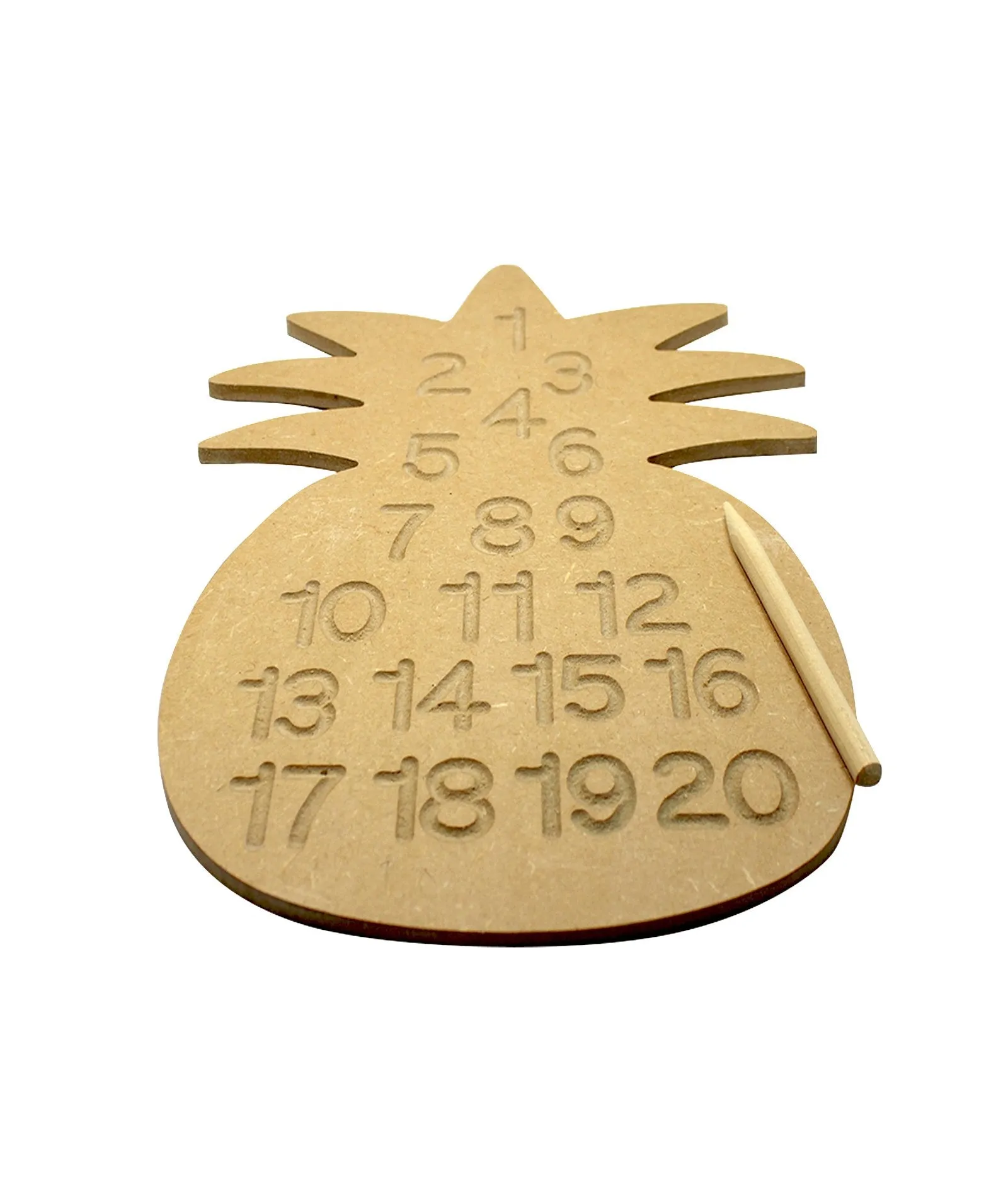 Whittlewud Pineapple Shape Numbers Tracing Board, Montessori Toy 1 to 20 Numbers Reading, Writing & Counting Toys for Kids