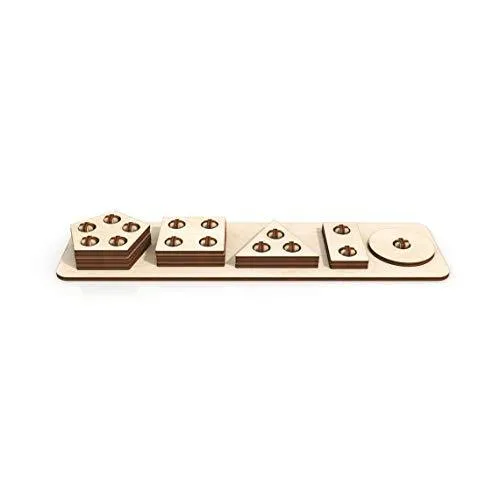 Whittlewud Wooden Intellectual Geometric Shape Matching Five Column Blocks Educational & Learning Toys, Puzzles for Kids