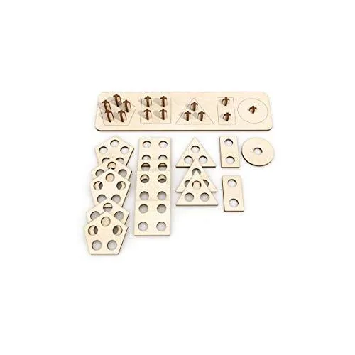 Whittlewud Wooden Intellectual Geometric Shape Matching Five Column Blocks Educational & Learning Toys, Puzzles for Kids