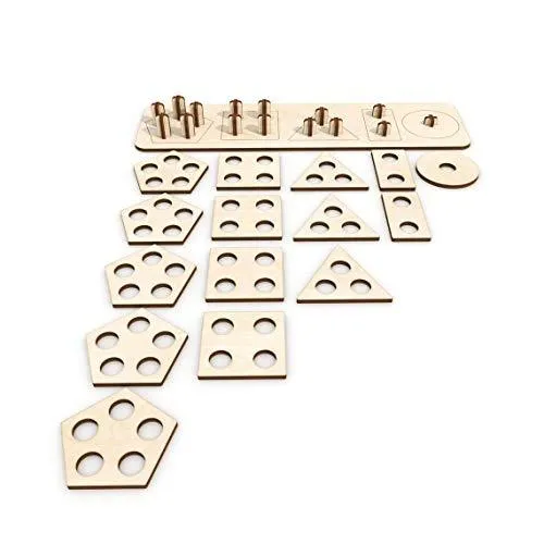 Whittlewud Wooden Intellectual Geometric Shape Matching Five Column Blocks Educational & Learning Toys, Puzzles for Kids