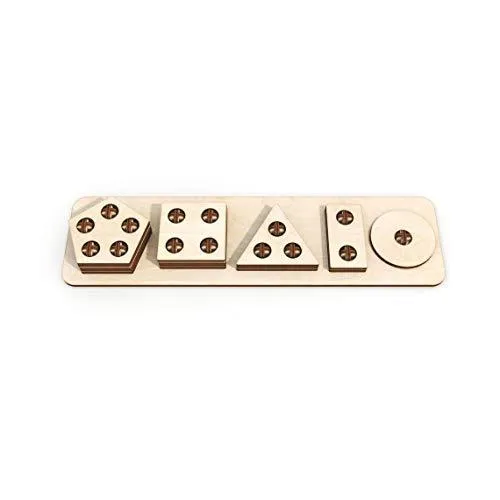 Whittlewud Wooden Intellectual Geometric Shape Matching Five Column Blocks Educational & Learning Toys, Puzzles for Kids