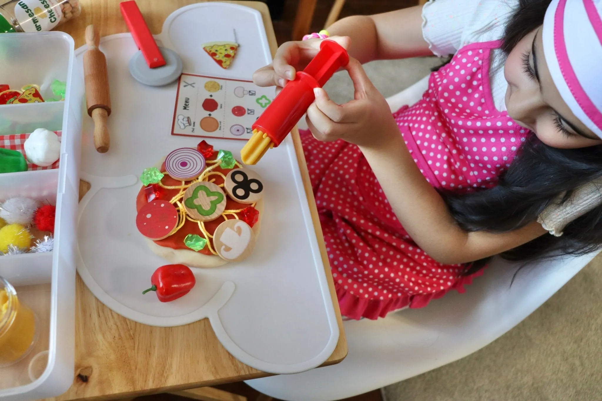 Wooden pizza Play Dough kit