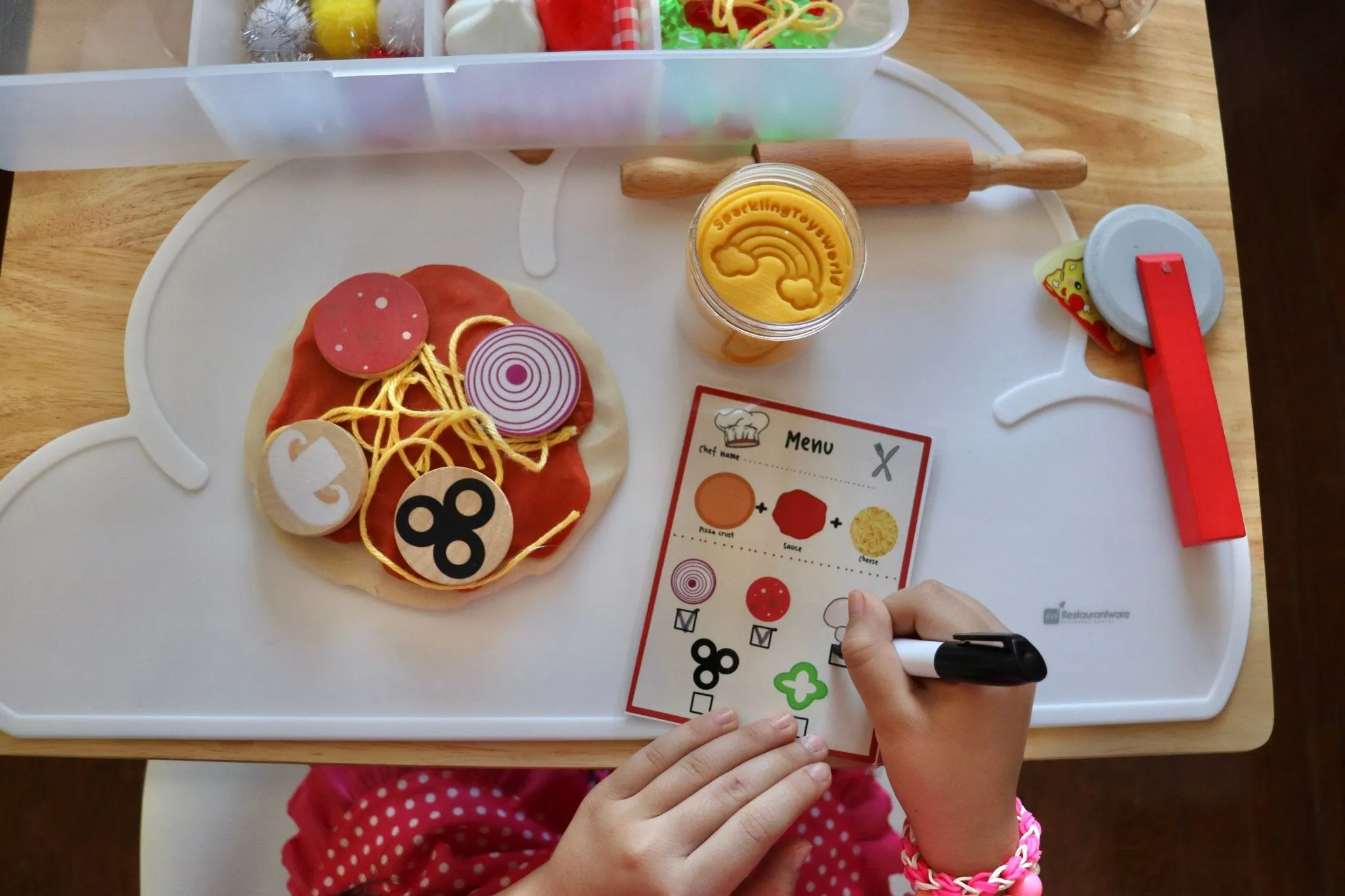 Wooden pizza Play Dough kit